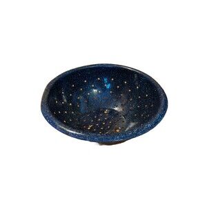 Enamelware Colander Strainer Blue Speckled Vintage 11.5" Round